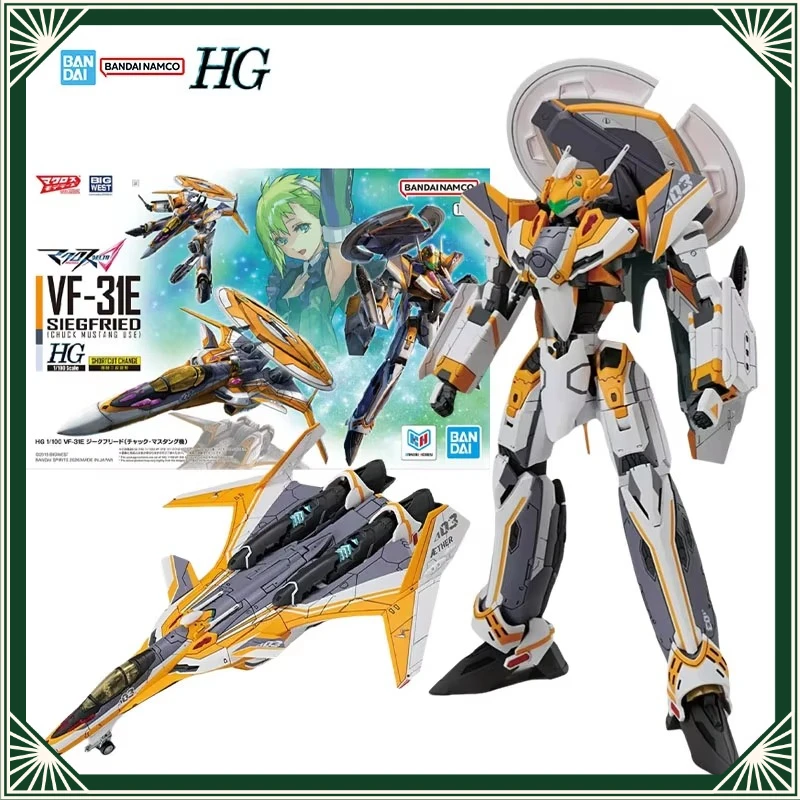 In Stock Genuine Bandai HG Macross VF-31E Siegfried Chuck Mustang Anime Action Figure Collection Assembly Model Kit Toys Gifts
