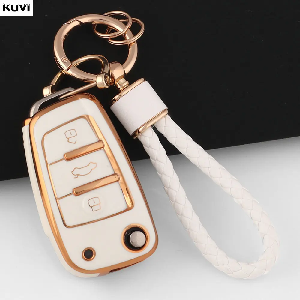 Fashion TPU Car Flip Key Case Cover Keychain For Audi A1 A3 A6 A6L Q2 Q3 Q7 TTS R8 S6 RS3 Key Protection Shell Fob Accessories