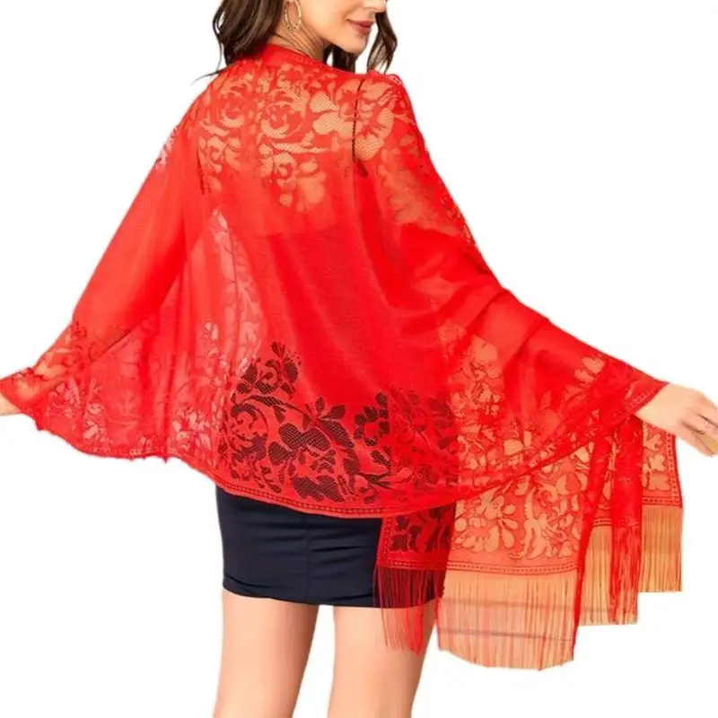 

652F длинный платок с кисточками, шарф для женских вечерних платьев, полый платок в этническом стиле, аксессуары для свадебной