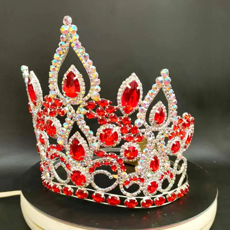 Tiaras y coronas de reina de cristal para mujer, corona de desfile de belleza, corona de cabeza