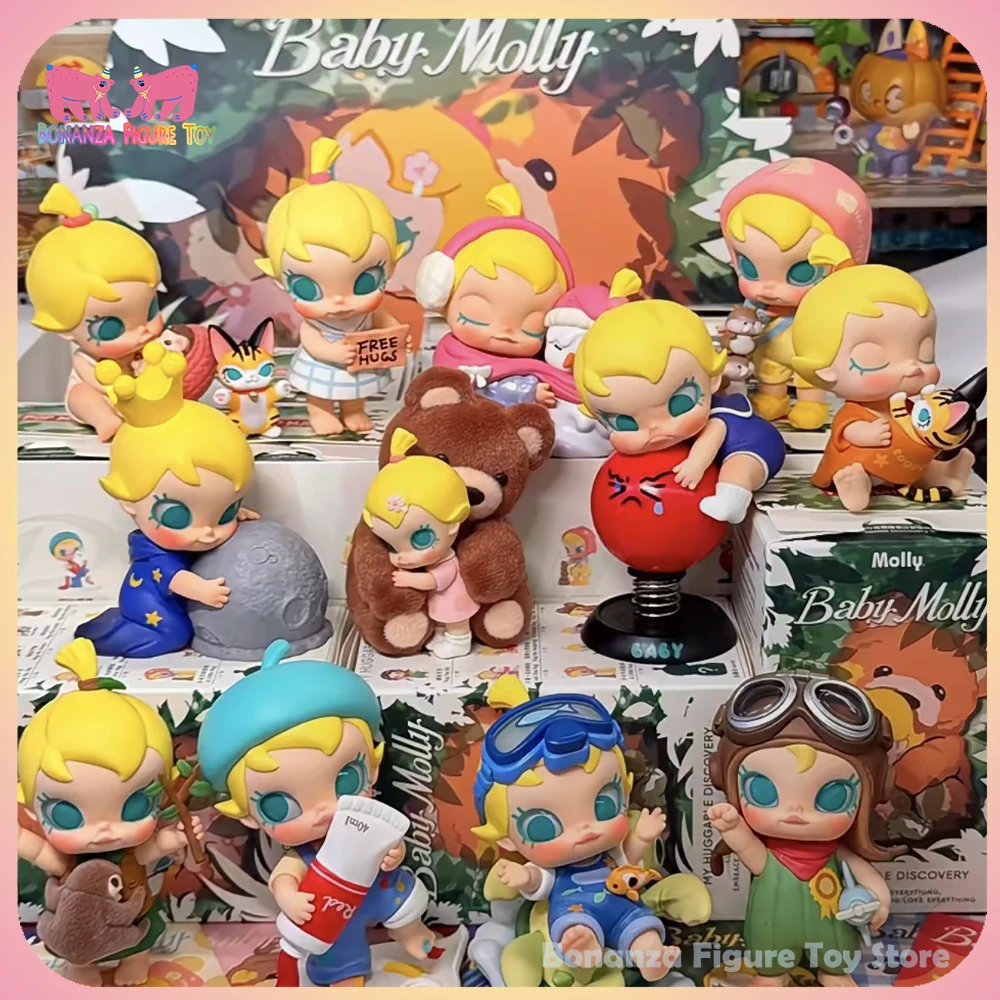 New Original Pop Mart Baby Molly My Huggable Discovery Series Blind Box Kawaii Mystery Box Anime Figure Decoration Doll Kid Gift