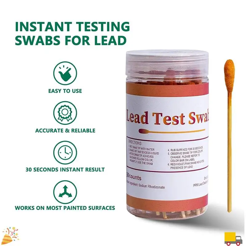 Lead Test Swabs, Instant Lead Test Kit For All Painted Surfaces,Ceramics, Dishes, Metal, Wood, Lead Testing Strips