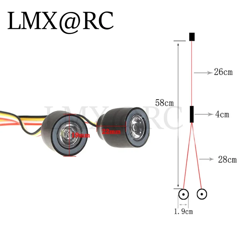 Multiple Colour Colorful Angel Eye Lamp RGB LED Lights 17MM Universal LED Lights Headlight for 1/10 RC Rock Crawler Axial SCX10