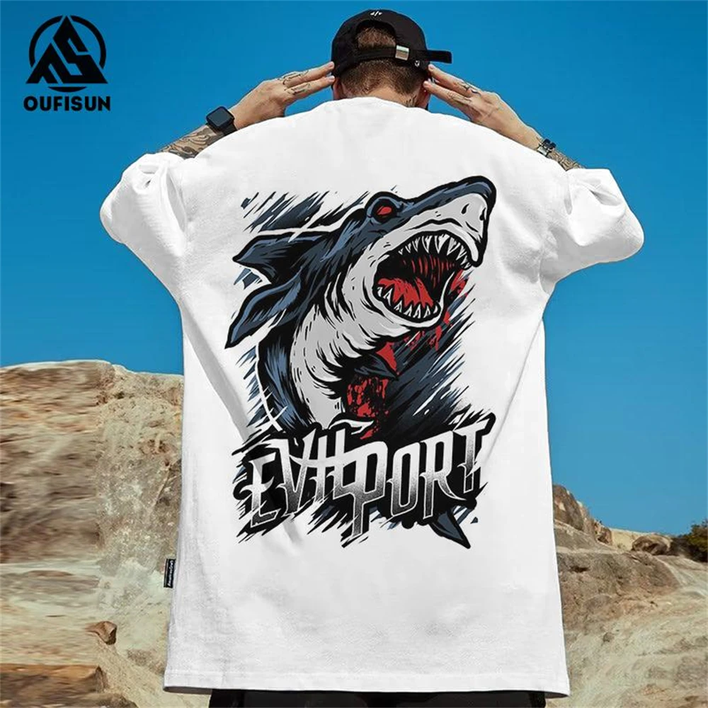 3d Shark Print T-Shirt For Men Summer Fashion Short Sleeve Tops Street Hip Hop Men's T-Shirt Loose Oversized Tees Man Clothing