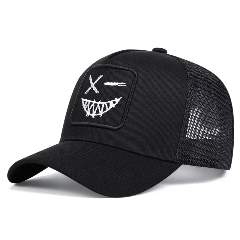 Unisex X Lächelndes Gesicht Zähne Stickerei Baseball-Netzkappen Frühling Sommer Outdoor Sonnenschutz Hut Verstellbare Lässige Trucker-Mützen – Detail 7