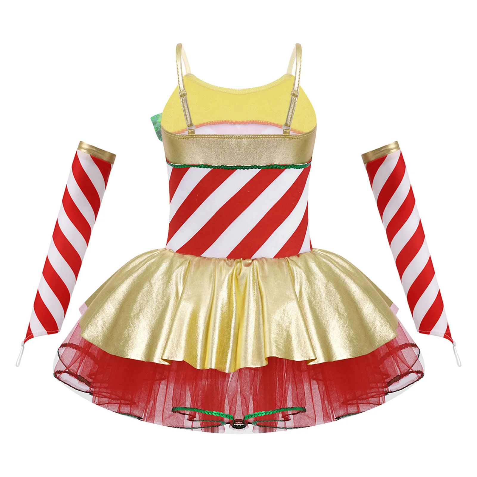 Girls Ballerina Fairy Prom Party Costume Set Candy Cane Stripe Santa Elf Christmas Dress Carnival Gymnastic Ballet Leotard Dress