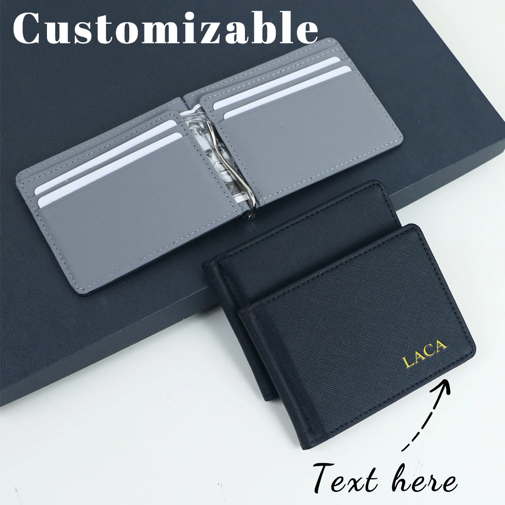 Personalisierte Brieftasche für Herren, PU-Kartentasche, Kartenhalter, Geldklammer, Multifunktionaler US-Dollar-Halter für Männer