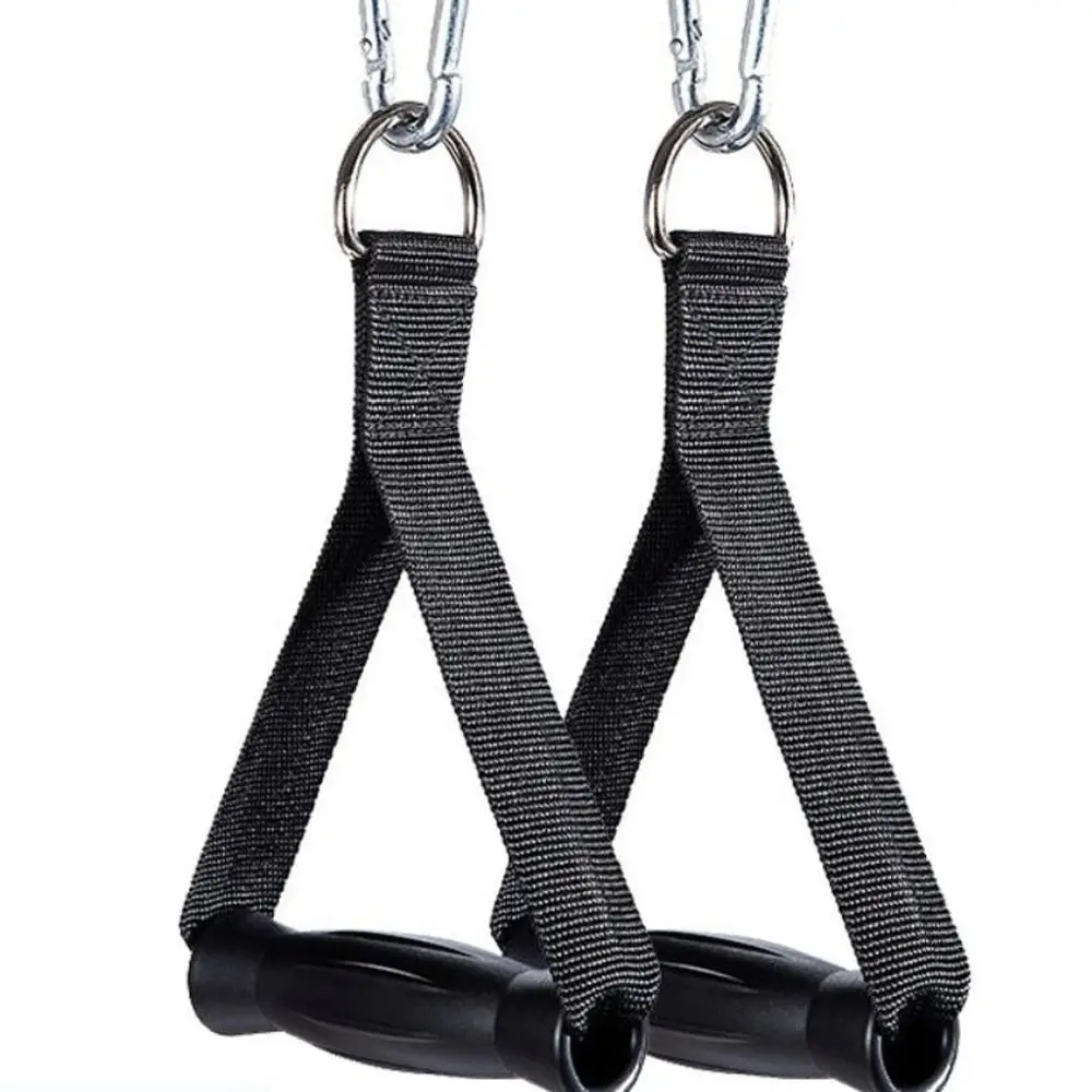 1 زوج من أربطة مقاومة اللياقة البدنية متعددة الوظائف مقابض مضادة للانزلاق حزام نايلون قوي قبضة مجتذب مقبض TPR مقاومة للاهتراء