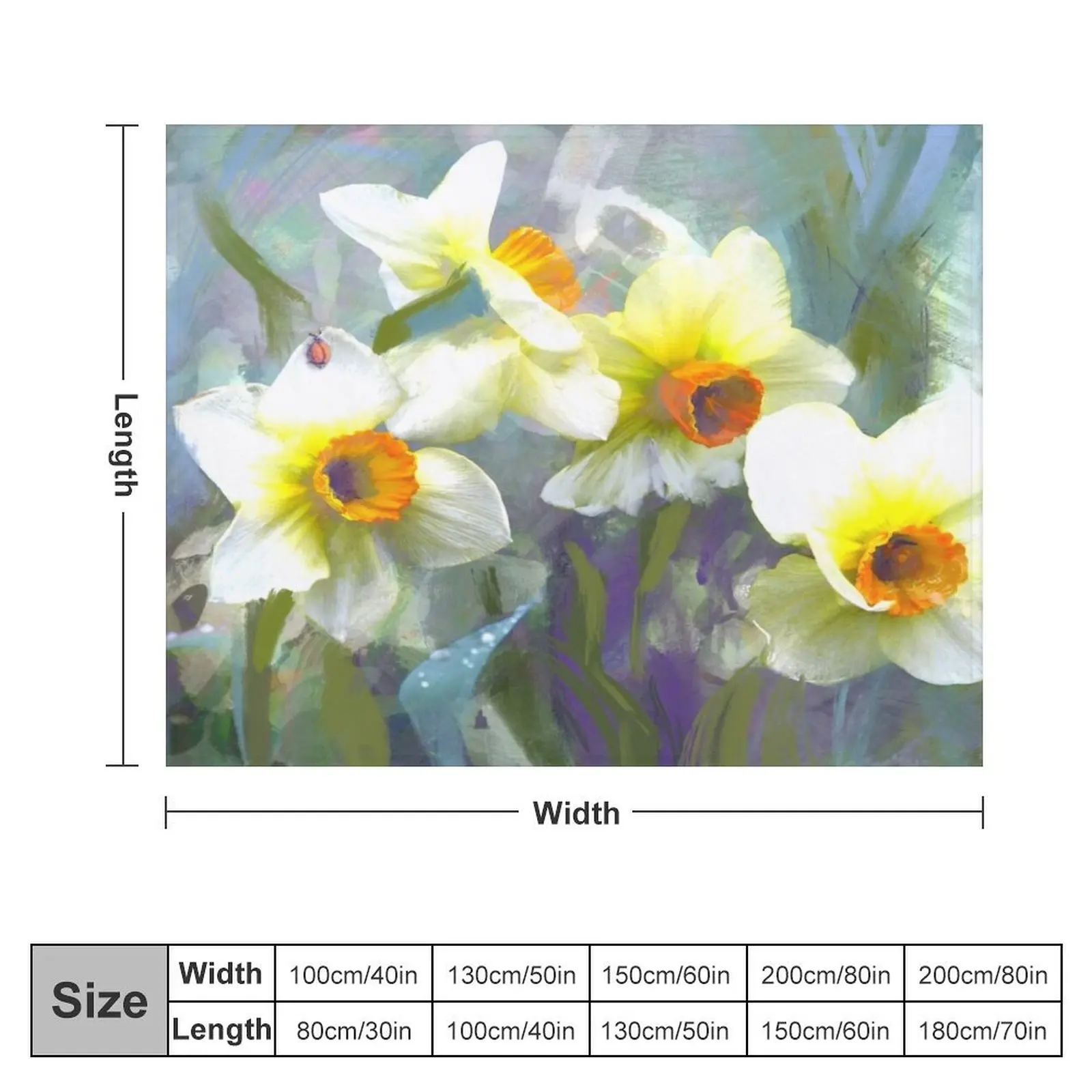 Daffodils on misty blue Throw Blanket blankets ands wednesday Luxury Blankets