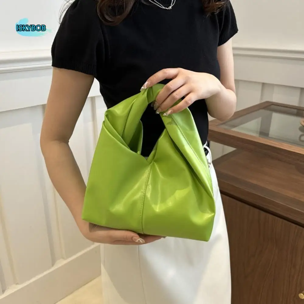 

Casual Large Capacity Simple Pleated Handbag Stylish Soft Women Tote Bag Solid Color Square Single-shoulder Bag Girls