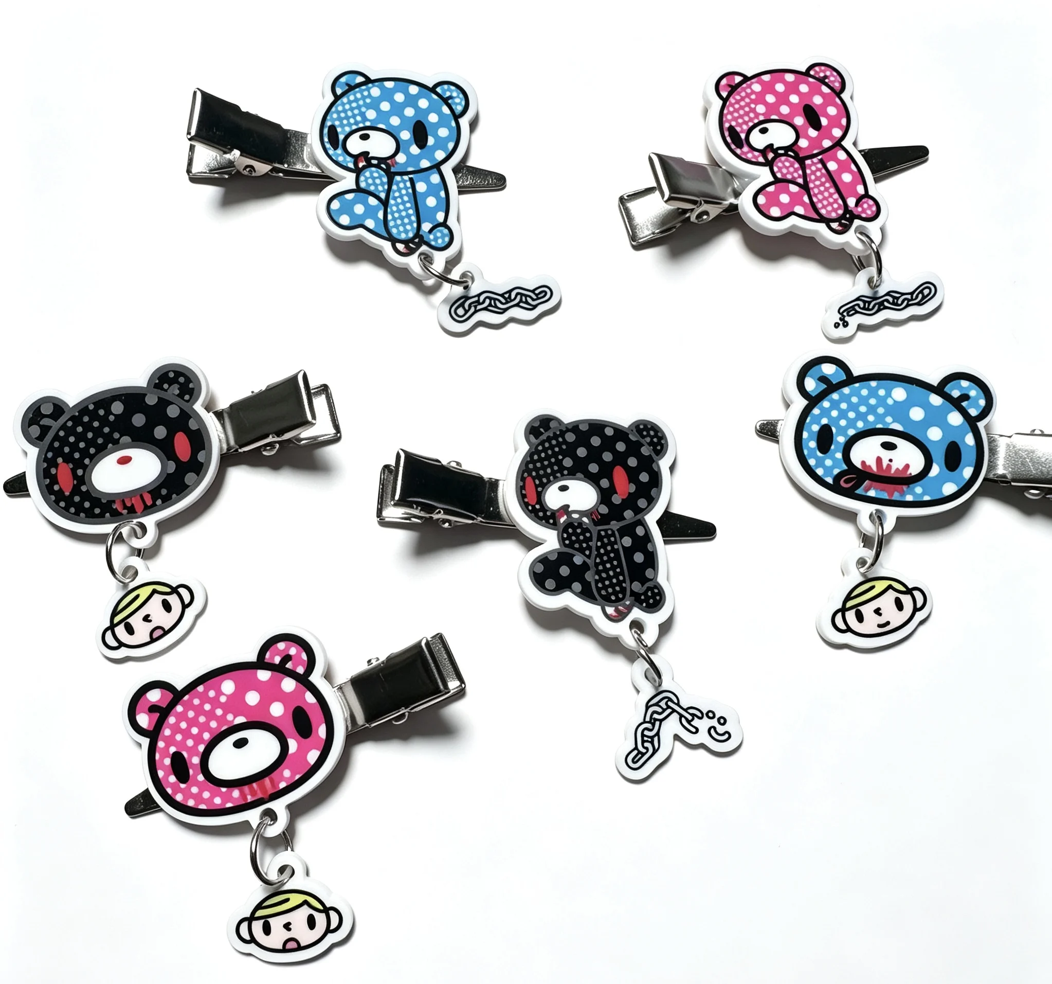 Gloomy Bear Acrylic Hair Clips Kawaii Y2K Cartoon Barrettes Pity Charm Pendant Hair Accessories Women Girls