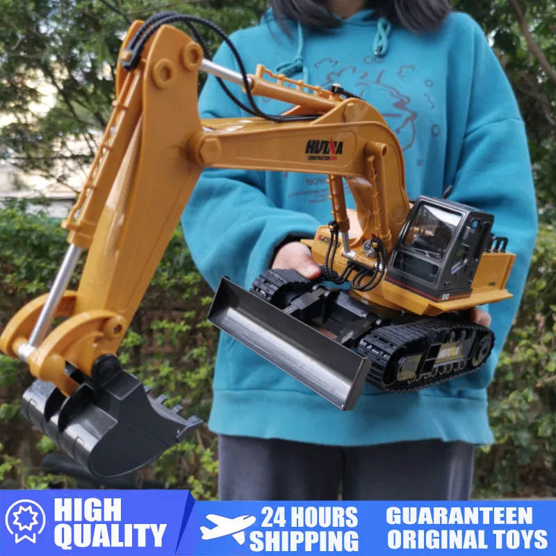 HUINA 1510 1/16 RC Excavator 2.4G Radio Controlled Truck Tractor Model Engineering Car 11 Channel RC Car Toys For Boys Kid Gifts