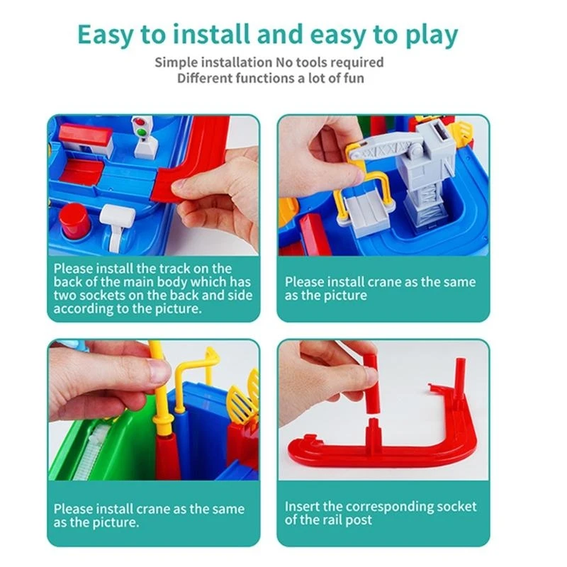 090B Baby Kids Manual Train Track Puzzles Car Table Game Christmas Gifts for Child Education Toy