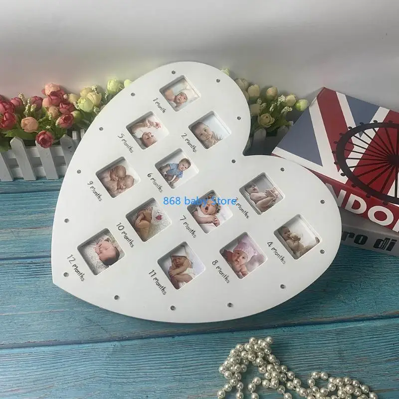 

29EE First Year Baby Frame with Light 0-12 Month Heart Photo Frame