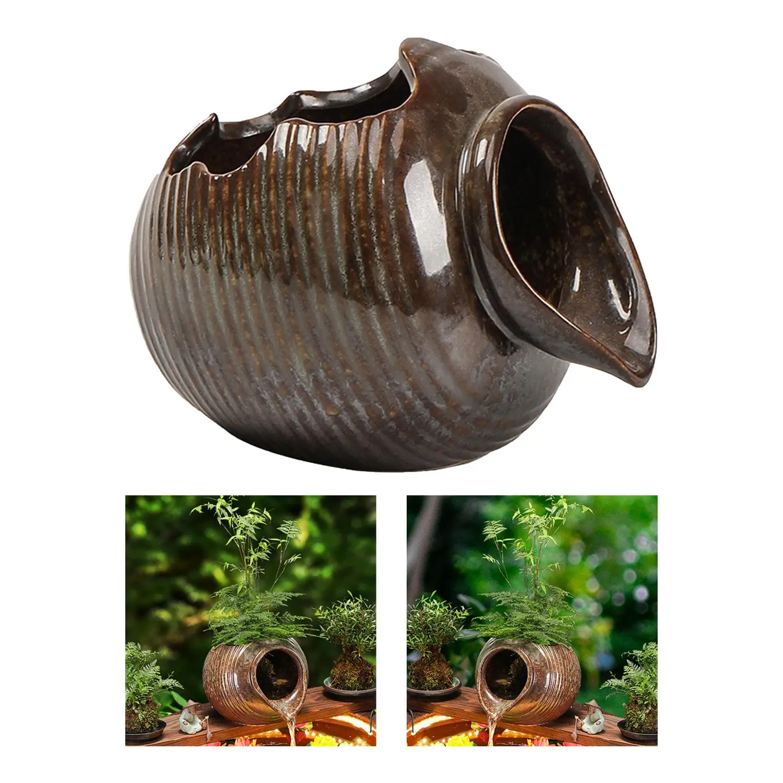 

Circulating Waterfall Jar Porcelain Waterfall Jar Clay Pot Porcelain Water Tank for Fish Pond