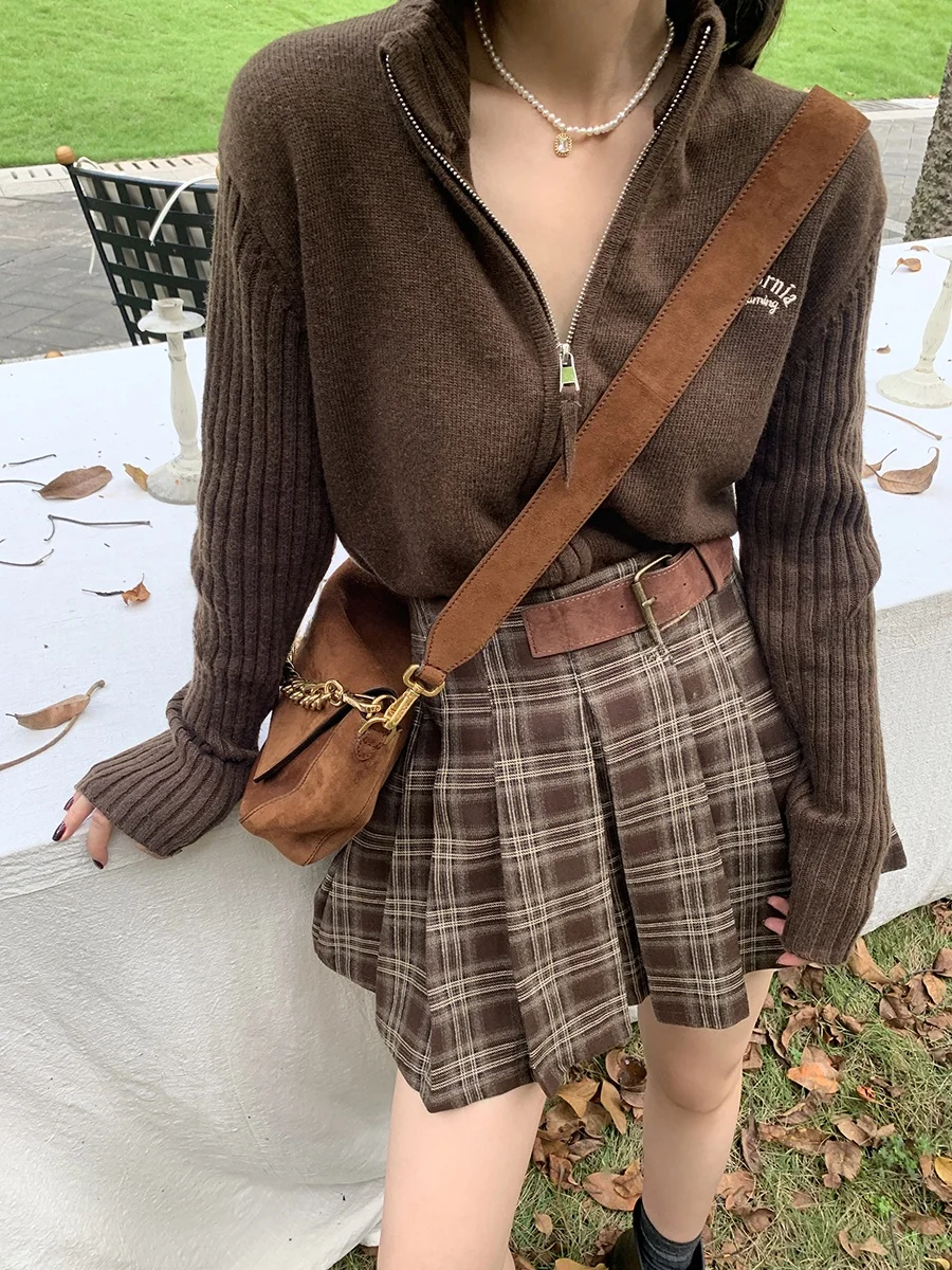 

Синяя коллекция: Модная женская юбка из вельвета в клетку, 100% полиэстер, осенний сезон