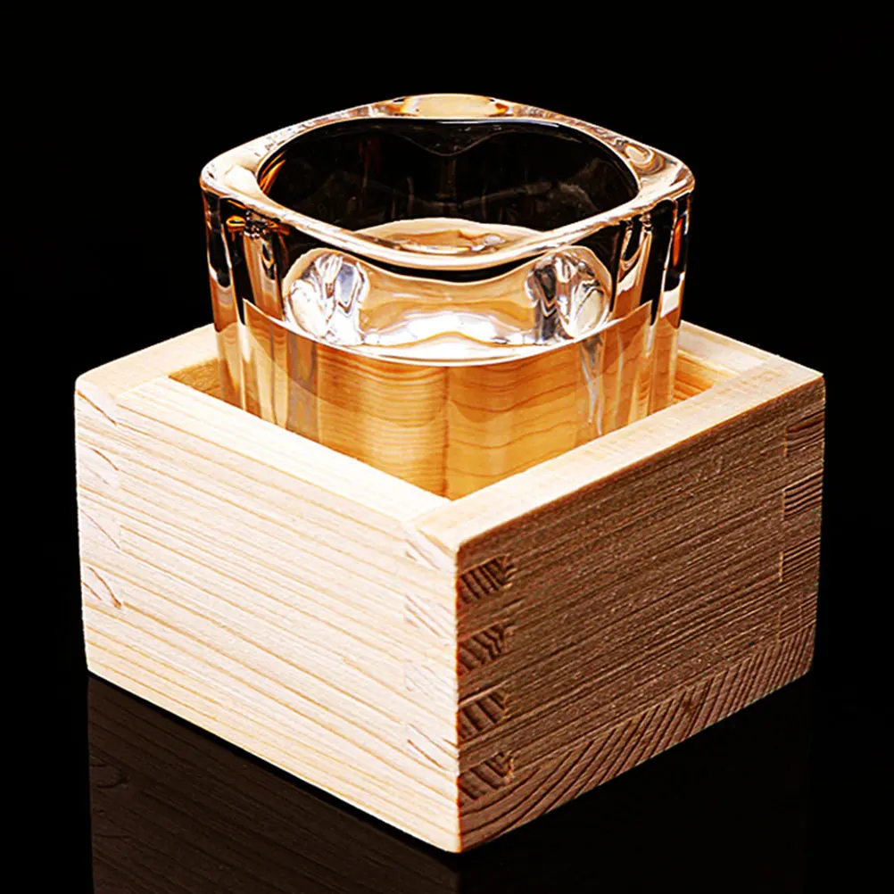 

Wooden Sake Cup Container Japanese Style Square Holder Large Box Tea Party Home Decoration Kitchen Bar