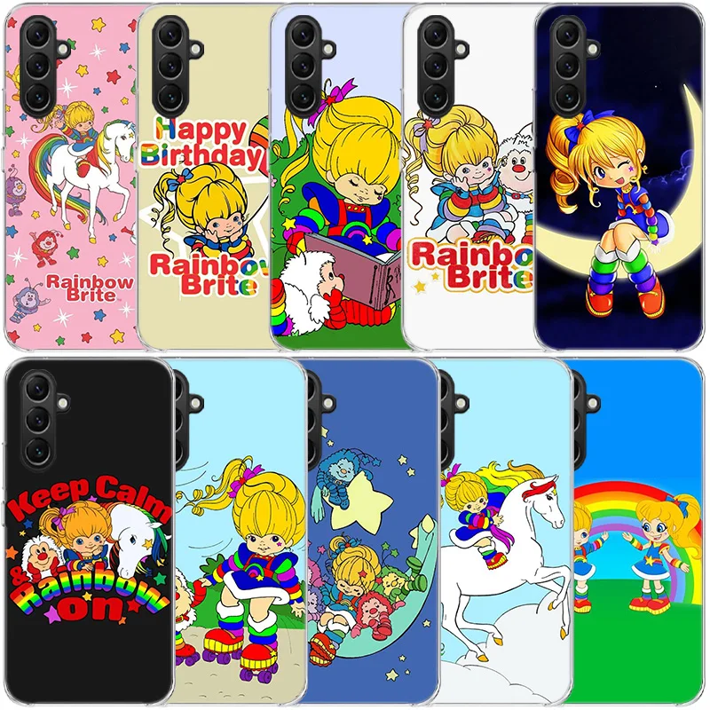 R-Rainbow cute Brite Clear Phone For Samsung Galaxy A55 A35 A25 A15 A05S A04S A14 A24 A34 A54 A03S A13 A23 A33 A53 A73 A9 A8 A7