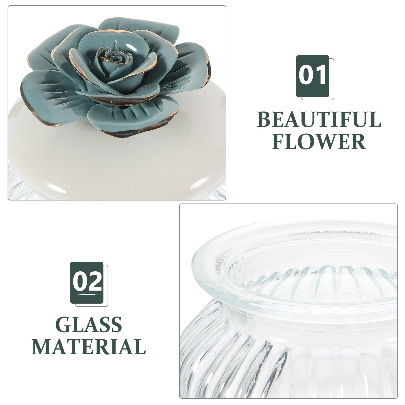

Glass Sealed Jar Gilded Porcelain Flower Ceramic Lid Food Storage Container for Grains Tea Coffee Snacks Glass Tea Jar