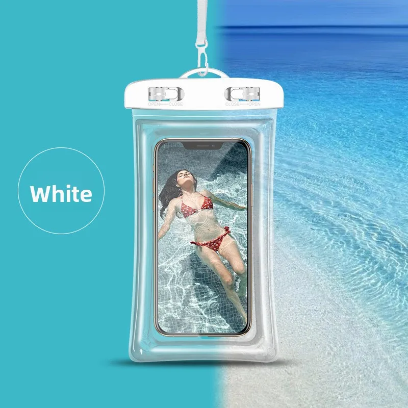 PVC transparante waterdichte telefoonhoesje met lichtgevend touchscreen, droge tas met verzegeling voor zwemmen, duiken, warmwaterbronnen en raften