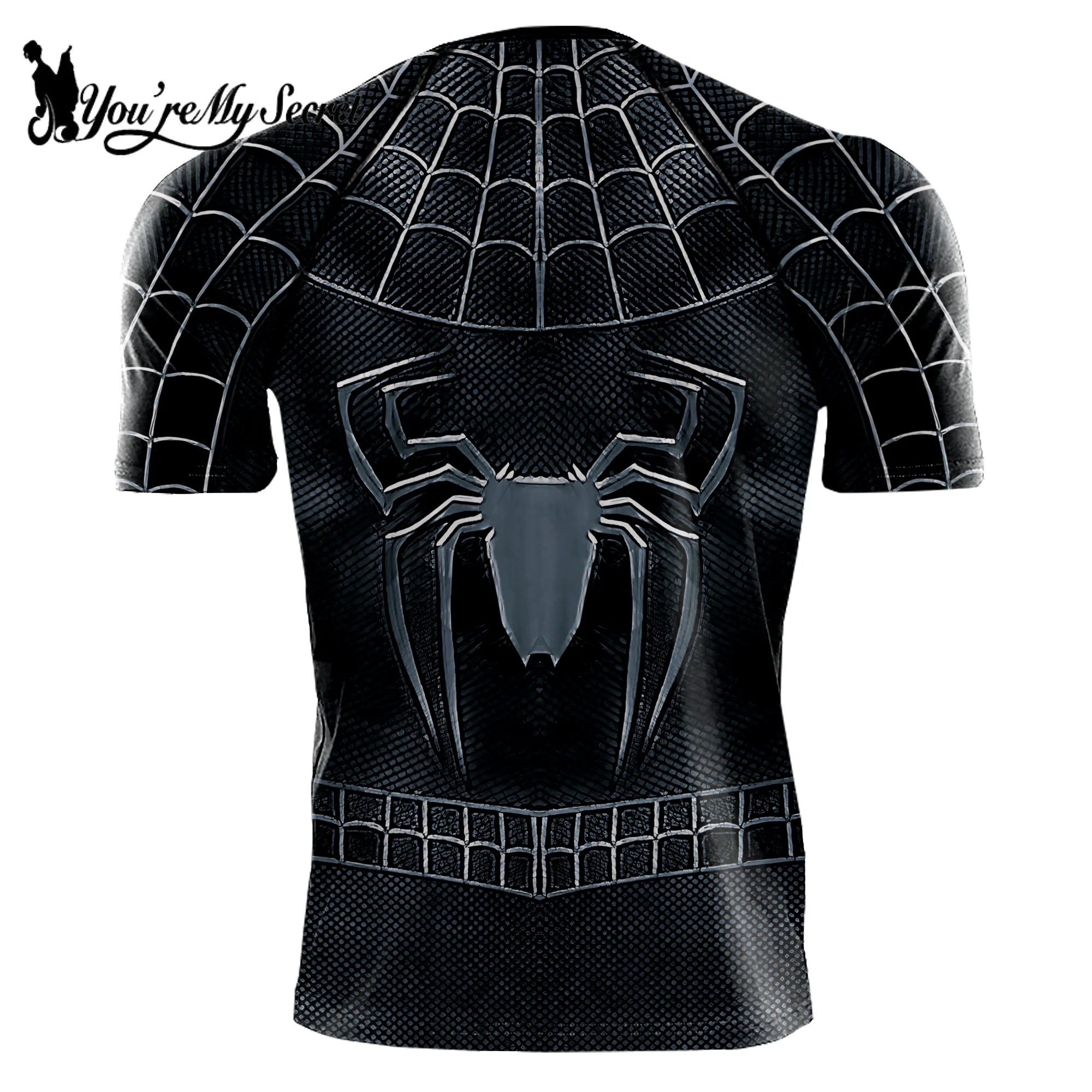 [You\'re My Secret] Men\'s Spider Print Compression Shirt Workout Anime Superhero Long Sleeve Cosplay Costume Fitness Tops Summer