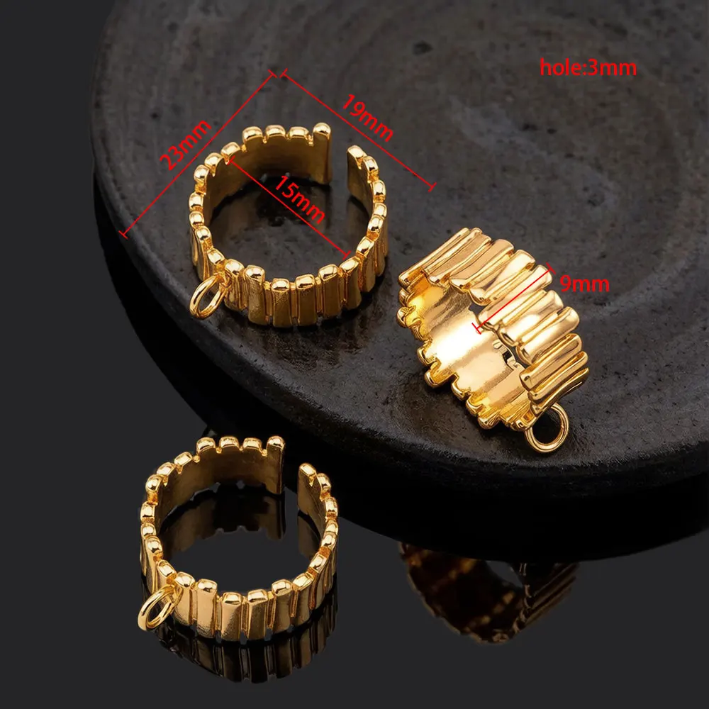 1/2pcs Gold Color Plated Brass Finger Rings Findings For Jewelry Making Supplies Stripe Open Rings Base DIY Jewelry Accessories