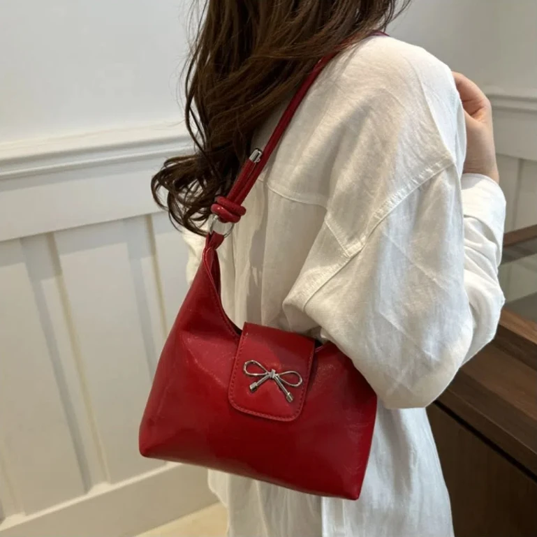 

Fashion New Design Bow Armpit Handbag Solid Color Korean Bowknot Underarm Bag Luxury Sweet Y2K Crossbody Bag Lady