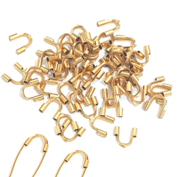 50pcs Stainless Steel 18K Gold Plated Wire Protectors Wire Guard Guardian Protectors Loops U Shape Clasps Connector Diy Jewelry