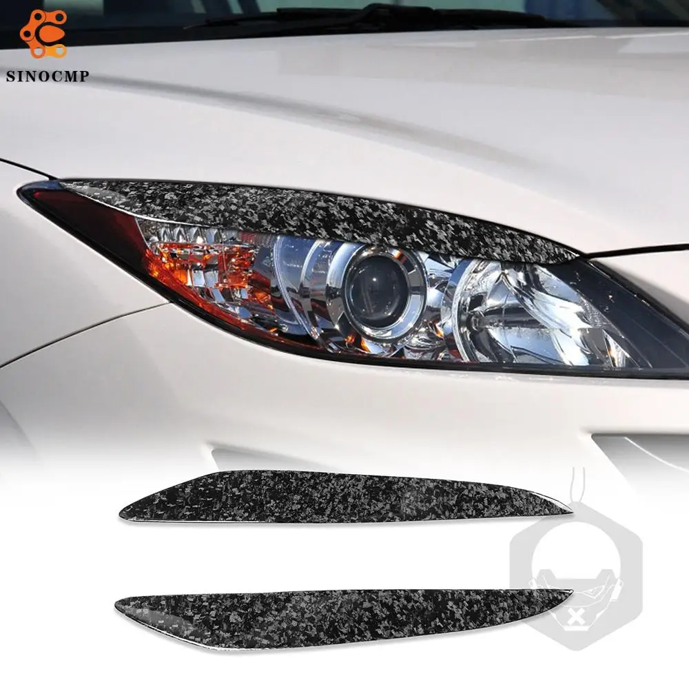 

Car Headlight Eye Lid Covers Black Trim Carbon Fiber Gloss Car Eyebrow Eyelids For Mazda 3 2010-2013 Car Stickers