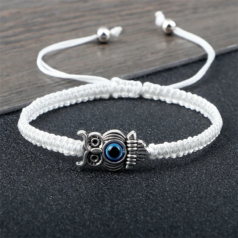 Adjustable Lucky Evil Eye Bracelet for Women Men Handmade Red String Thread Rope Owl Charm Braided Bracelets Friendship Jewelry