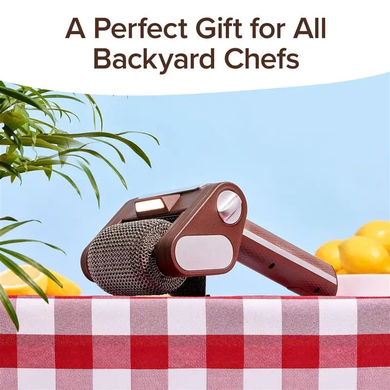 

BBQ Cleaner Brush Cordless Rechargeable BBQ Tool with 350 RPM Stainless Steel Roller Bristle-Free Spinning Grill Brush