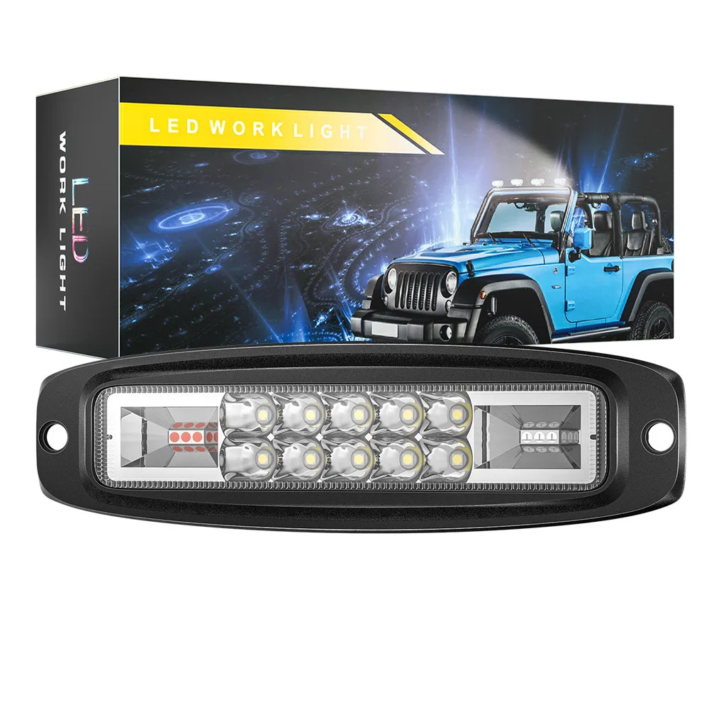 

Car LED working lights inline 48W two-color flash auxiliary lights led off-road vehicle spotlights