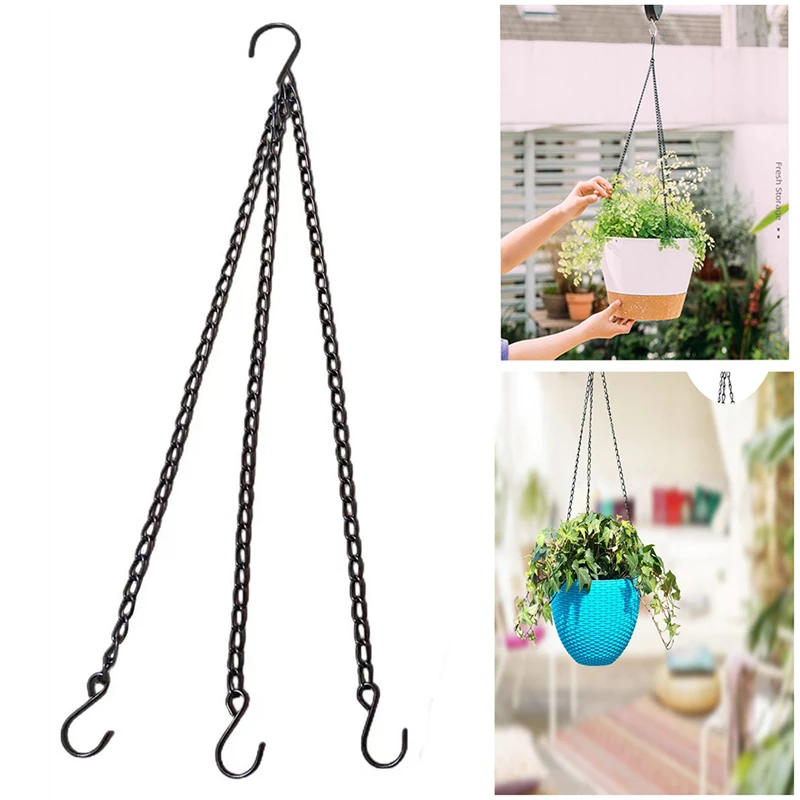 40cm Imitation Rattan Hanging Basket Flower Pot Chain With 3 Hooks Basin Hydroponic Plants Plant Grow Basin Home Garden Decor