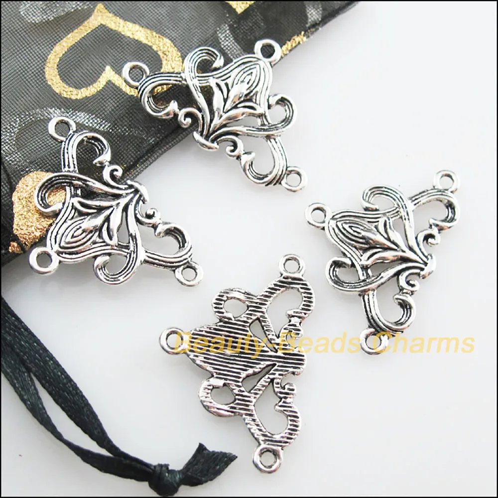 20 nuovi connettori triangolo fiore argento tibetano Charms colore 20x31mm