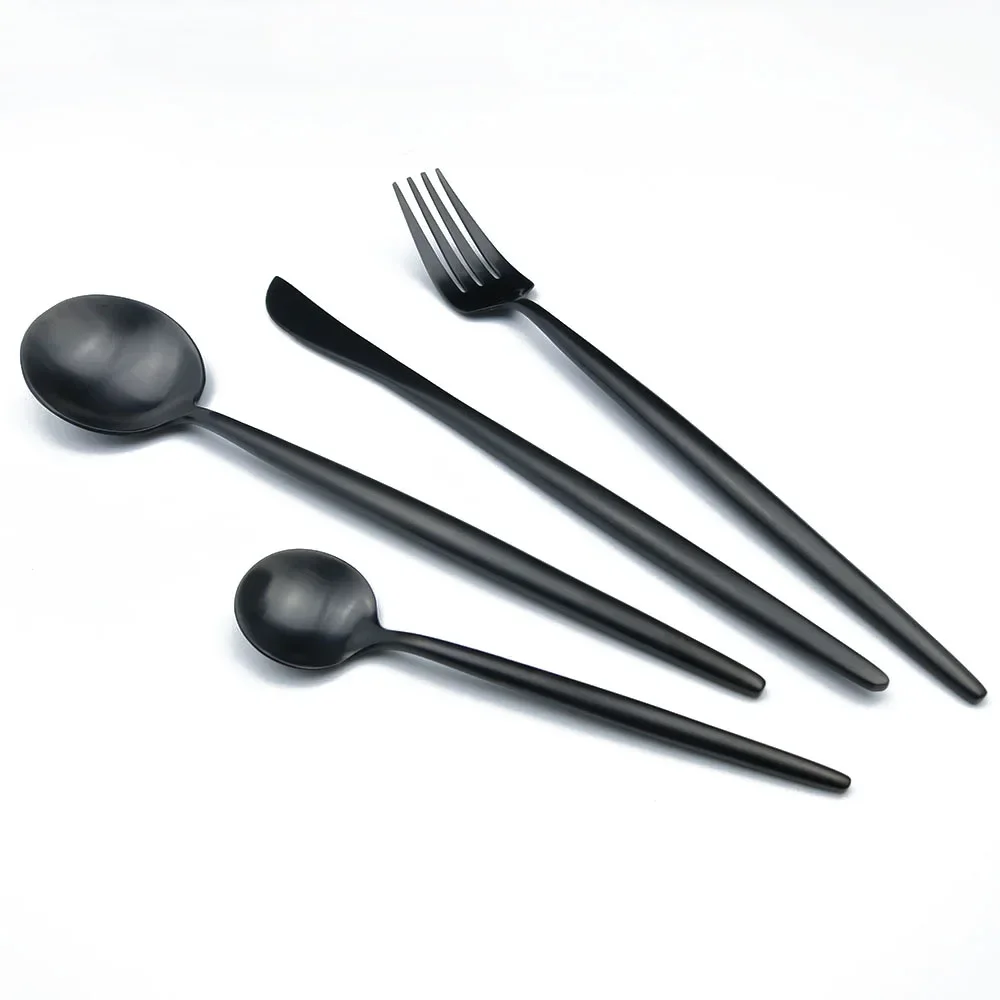 1Pc Matte Black Cutlery 304 Stainless Steel Flatware Set Kitchen Silverware Tableware Dinnerware Spoon Fork Knife Chopsticks