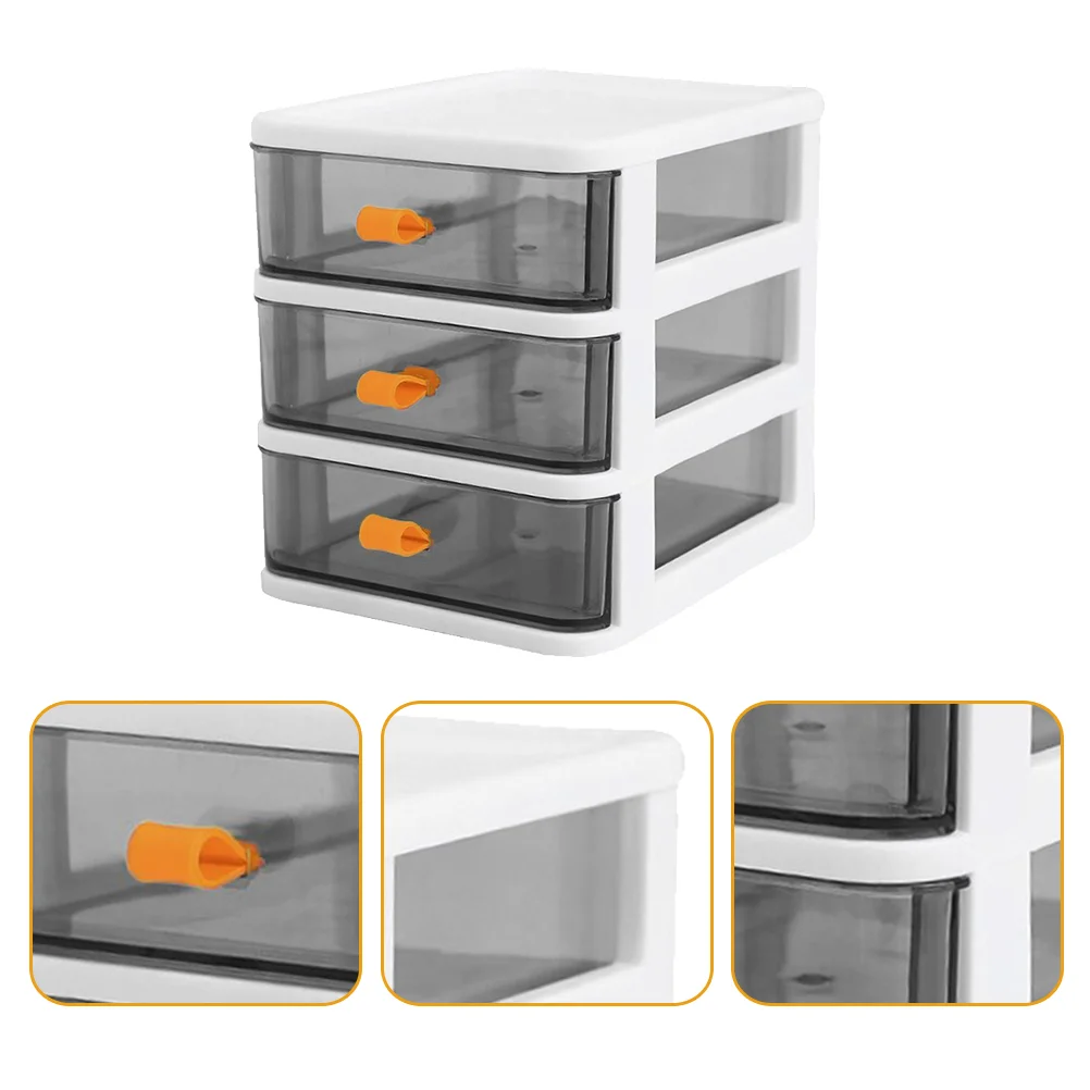 

Three Tier Lockers Desktop Container Storage Shelves Shell Multifunction Office Supply Visible Case Drawer Style