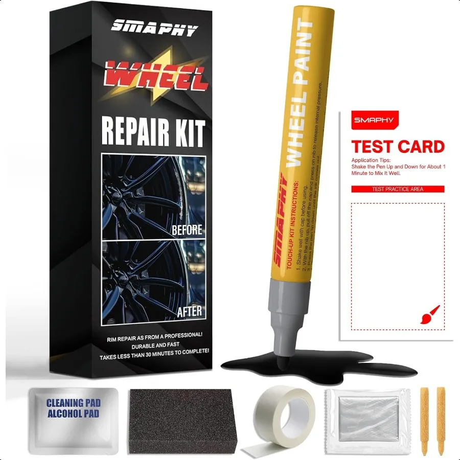 

Wheel Scratch Repair Kit Black Rim Touch Up Paint Wheel Repair Kit Curb Rash Wheel Paint Rim Paint Pen for Wheel Repair Univers