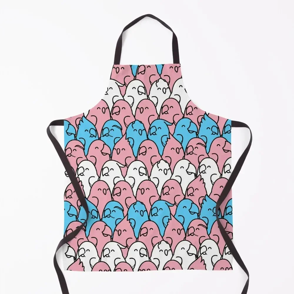 

Too Many Birds! Trans Pride Parrot Pattern Apron Things For Kitchen Women's Dress Kitchen Man For Girl Apron