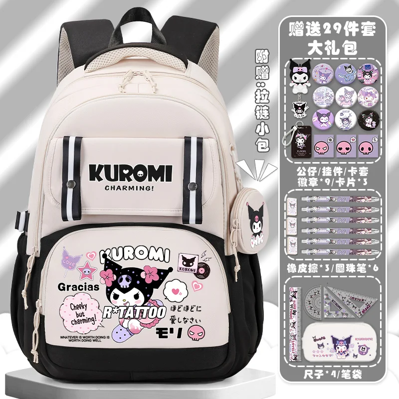 Mochila Sanrio Spine Protection para meninas, grande capacidade, leve, mochila para estudantes e crianças do campus, nova Clow M