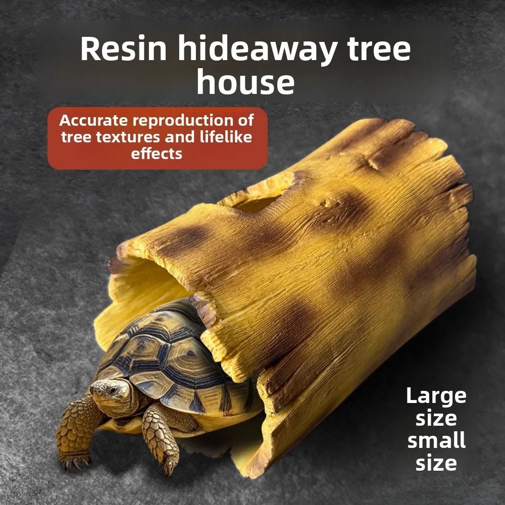 

NOMOY Reptile Hide Cave with Realistic Bark Texture - Resin Tree Trunk Hideout for Leopard Gecko, Snake, Lizard, Crested Gecko