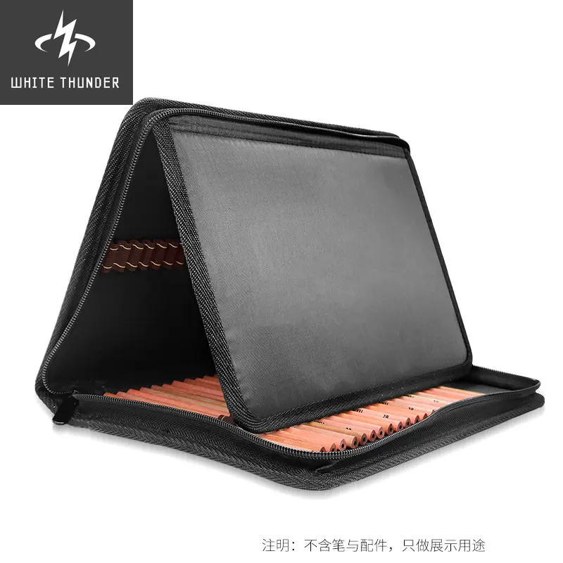 36/48/72 Hole Color Pencil Case Black Storage Tote Bag Student Stationery Simple And Fashionable And Easy To Carry