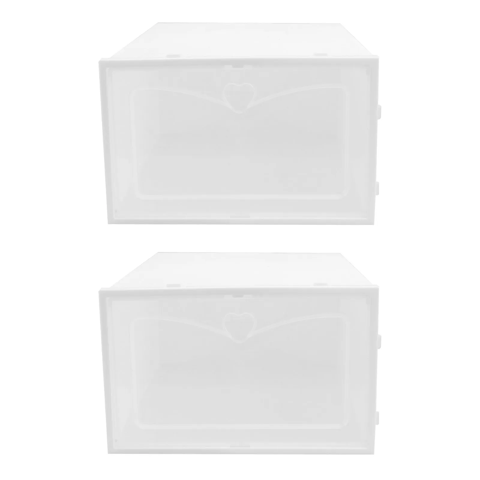 2Pcs Stackable Transparent Shoe Box Heavy Duty Plastic Footwear Container with Clear Visual Design for Male Female Shoe Rack