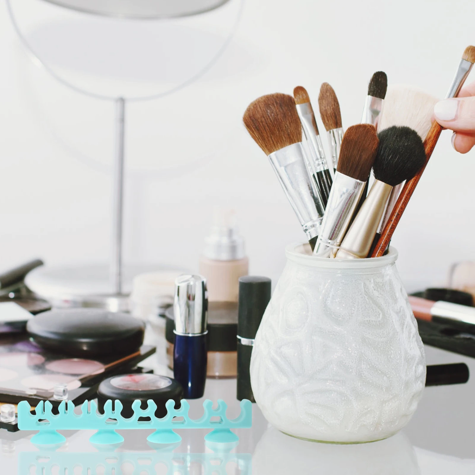 

Brush Dryer Makeup Brushes Stand Drying Rack Holder Silicon Storage Organizer