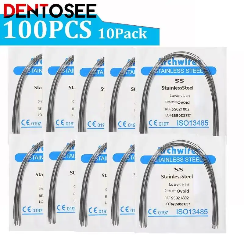 سلك تقويم أسنان دائري للأسنان العلوية والسفلية ، سلك قوس ، مرن للغاية ، دعامة تقويم ، فولاذ مقاوم للصدأ ، مواد استهلاكية للأسنان ، شبيكة