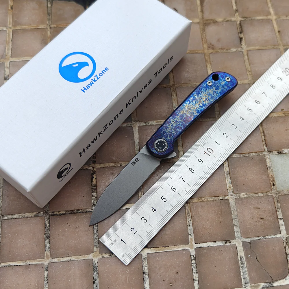 HawkZone Space Time Titanium Handle Knife Vg10 Blade Ceramic Bearings Flipper Pocket Survival Kitchen Camping Outdoors EDC Tool