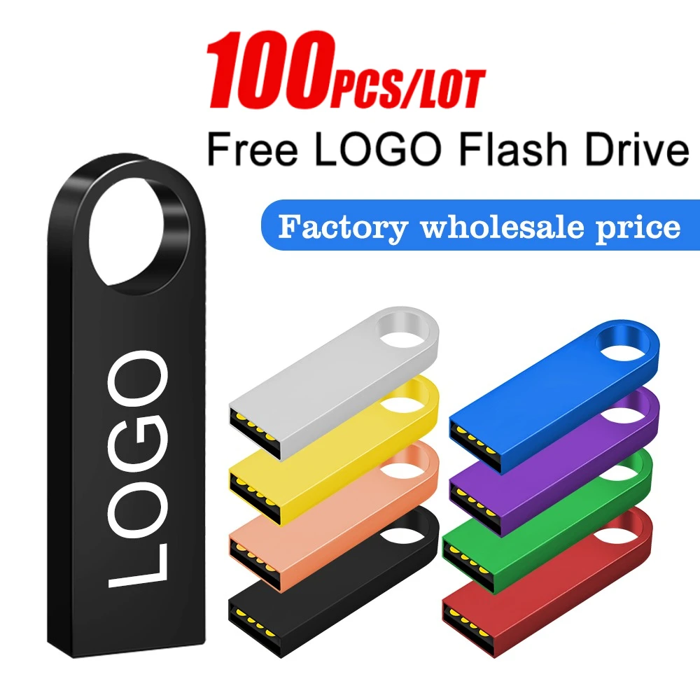 

Free Custom LOGO 100PCS Flash Drives Metal 512MB 256MB 64GB Free logo Black 32GB Pen drive 16GB Memory stick U disk 8GB 4GB