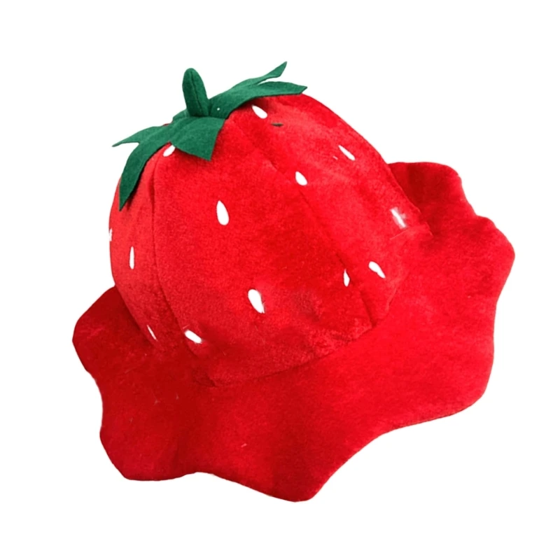 Plush Strawberry Fruit Hat Headgear for Theme Parties Photo Props Carnivals Cosplay Halloween Strawberry Cosplay