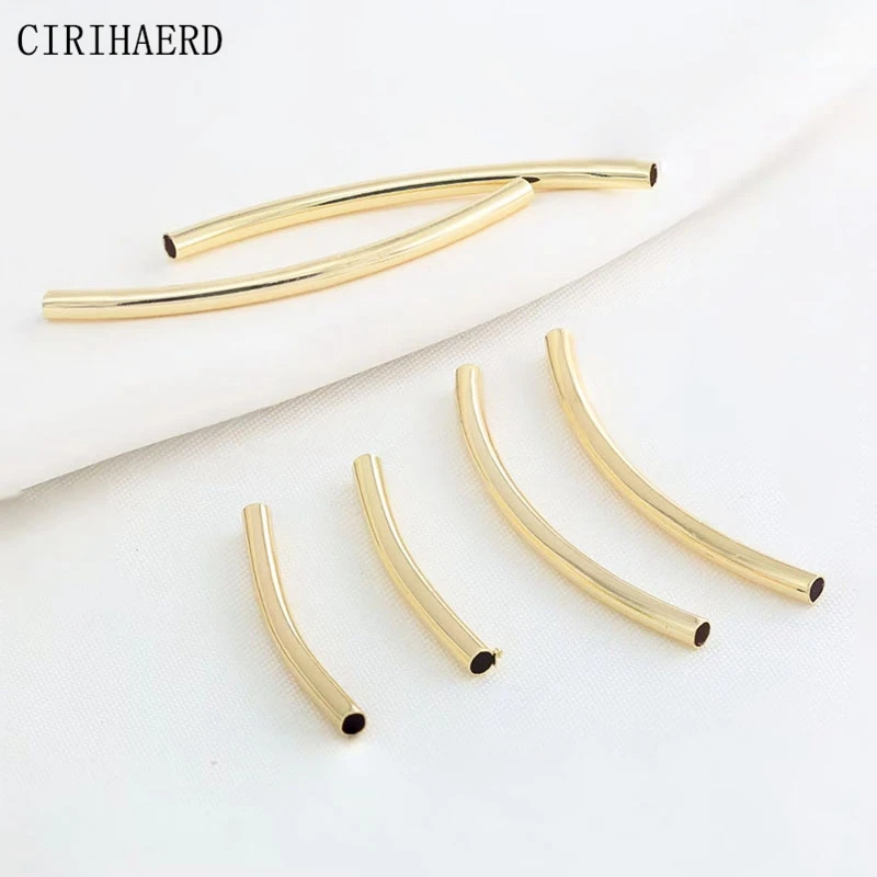 

10Pcs Curved Tube For Jewelry 14K Gold Plated Brass Smooth Long Curved Beads Connector Diy Bracelet Jewelry Making Accessories