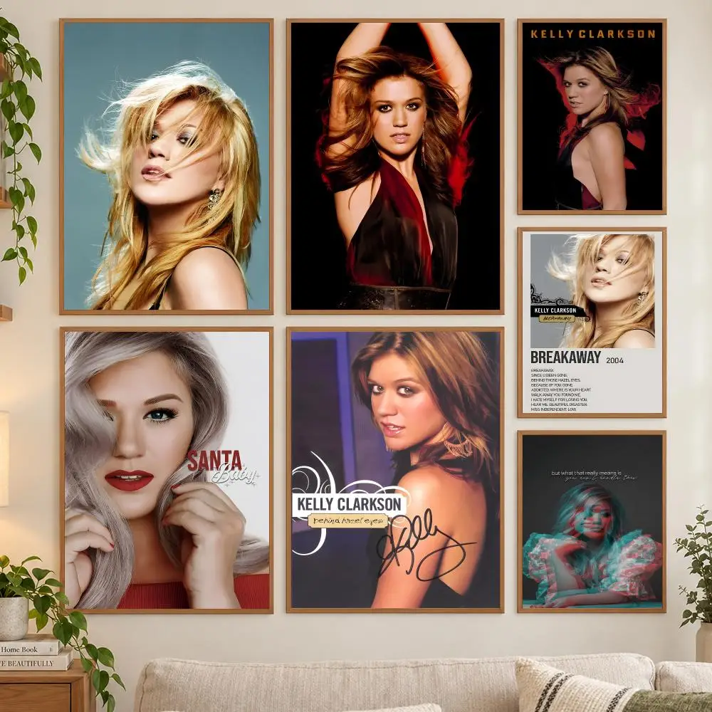 Singer K-Kelly Clarkson Poster HD art sticky wall waterproof home living room bedroom bar aesthetic decoration