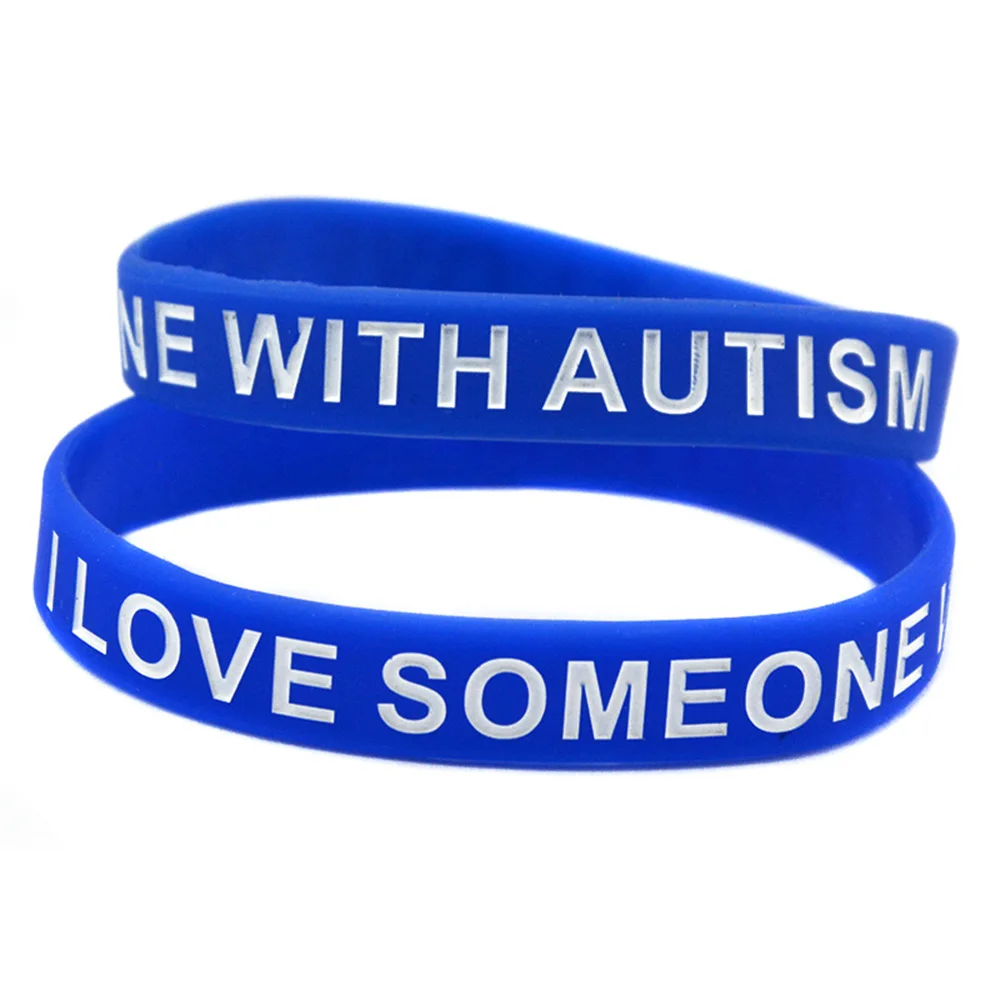 1 Stück „I Love Someone With Autism“, unterstützendes Silikonarmband, medizinisches Gummiarmband, weicher Motivationsarmreif, Erwachsenengröße – Detail 6